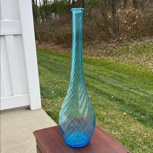 Vintage Empoli Aqua Blue Glass Genie Bottle No Stopper Tall Vase